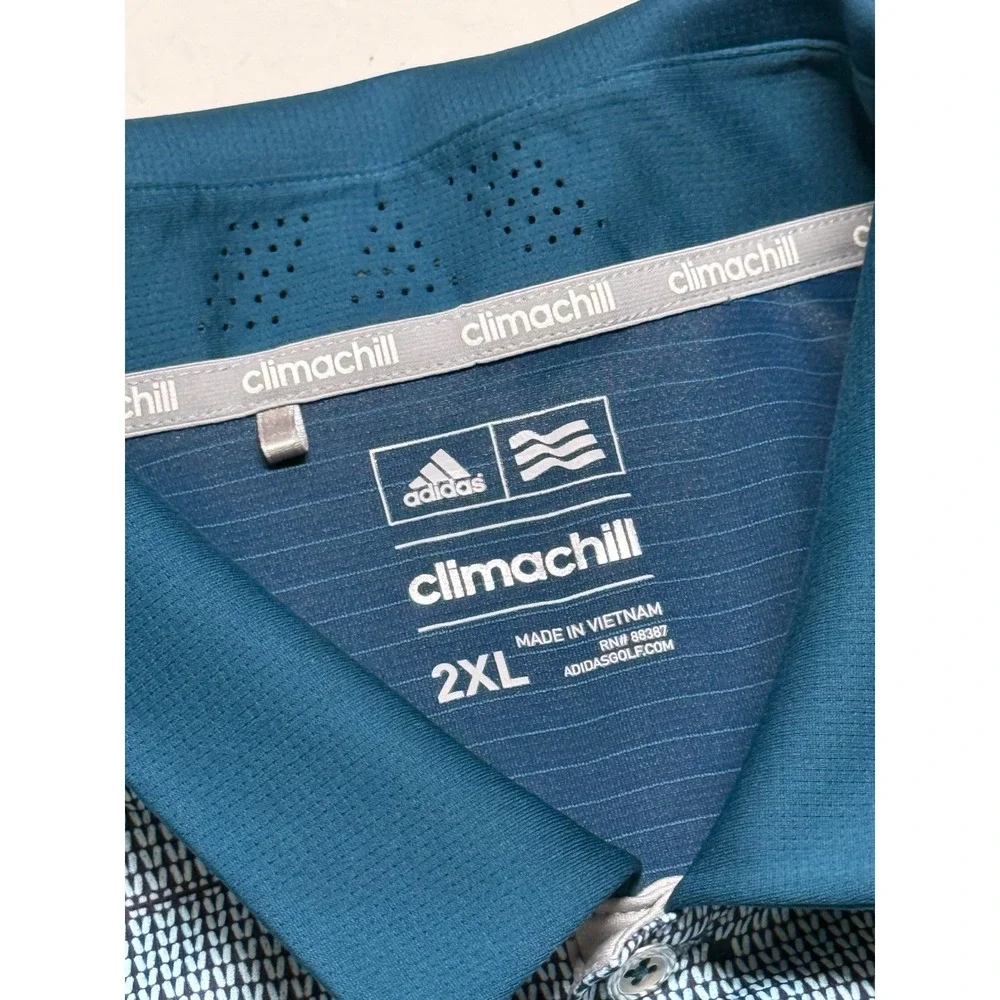 Adidas Golf Climachill Polo Shirt Mens 2XL Blue Kaanapali‎ Graphic Print
